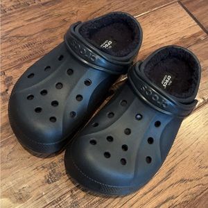 Fuzzy Black Crocs